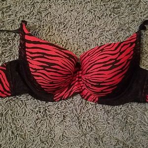 Red animal print bra